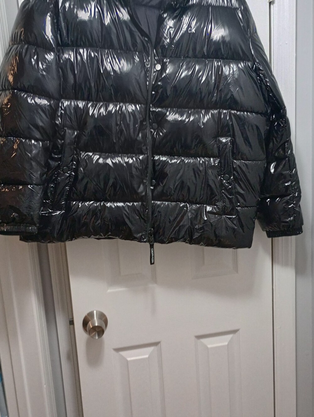 Fall Trend. *** Calvin Klein Sorona Aura High Shine Puffer Jacket Black Medium